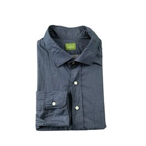Sid Mashburn Blue Birdseye Cotton Long Sleeve Button Front Shirt Mens XL